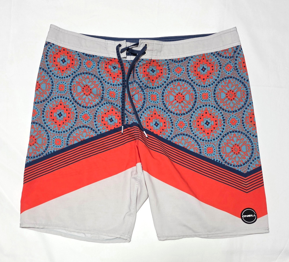 O'Neill Hyperfreak Mens Board Shorts Swim Trunks Size 36 Multicolor Geometric